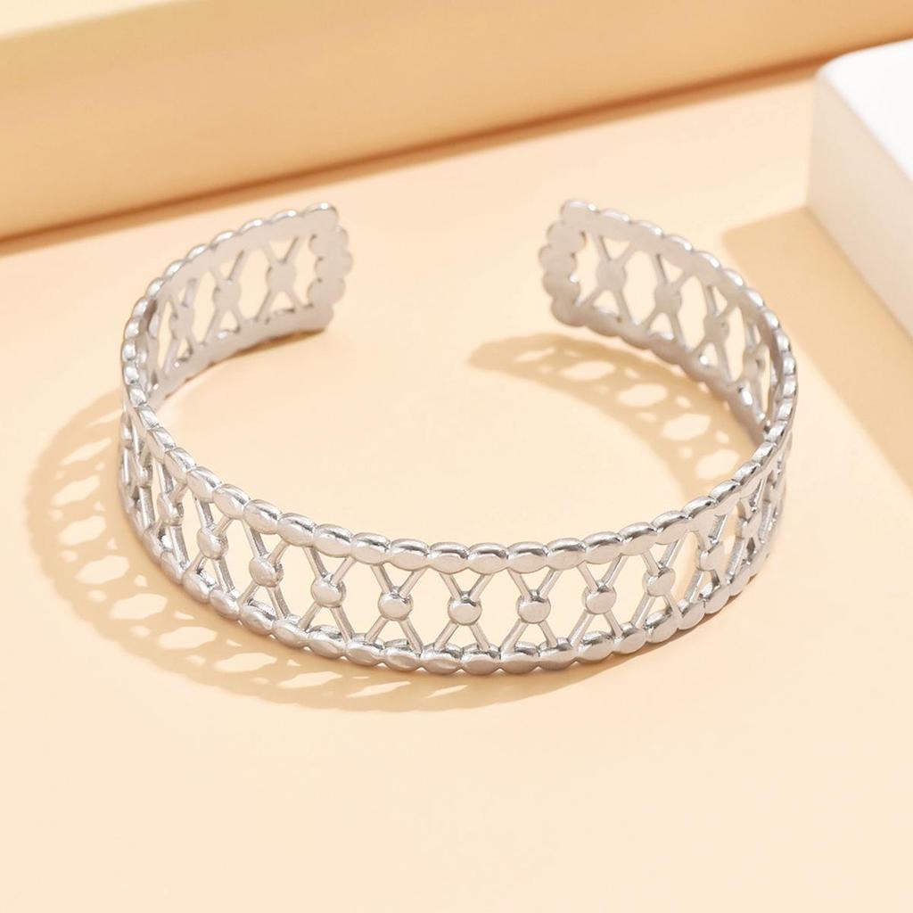 Women's 18K Gold Hollow Geometric Line Intersecting Stainless Steel Bracelet