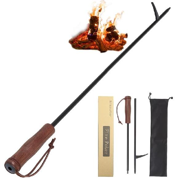 34-дюймовая кочерга с функцией раздувания и деревянной ручкой, инструмент для розжига костра для уличных очагов и костра, кочерга из пихты для костра
