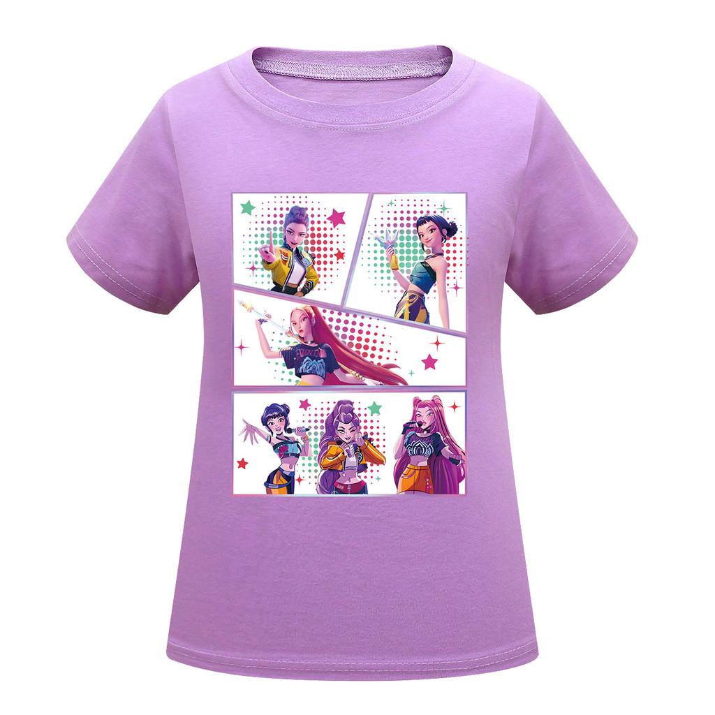 Kids Girls Anime Cartoon K-POP Rumi Zoey Mira Printed Casual Short Sleeves T-Shirt Top