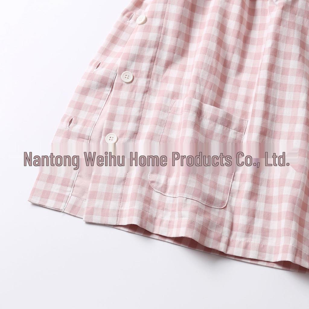 Set Pigiama in Cotone Stile Giapponese: Manica Lunga per Uomo e Donna, Pantaloni in Garza a Doppio Strato, Ideali per Coppie in Autunno.