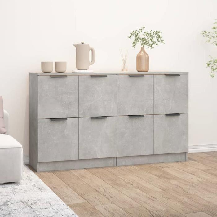 3115807 vidaXL Buffets 2 Pcs Concrete Grey 60x30x70 Cm Engineered Wood