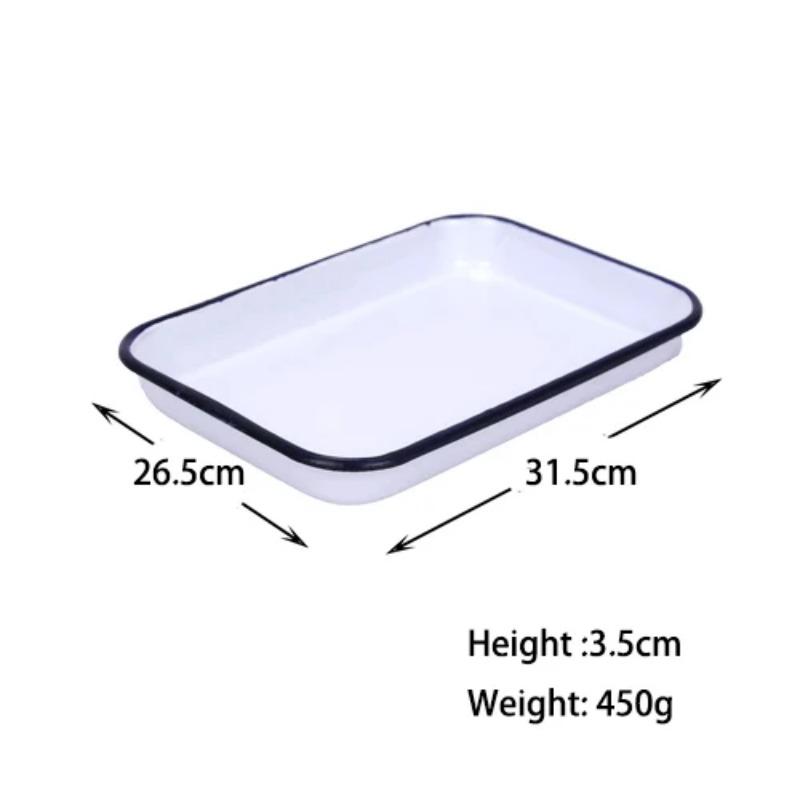 Enamel Rectangle Dish Plate, Rectangle Tray