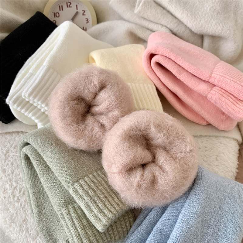 Women's Brushed Wool Socks - Autumn/Winter Thick Velvet Lambskin Warm Snow Socks