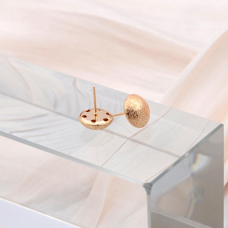 Small Golden Stud Earrings for Women Geometry Frosting Metal Half Round Earrings Minimalist Trendy Jewelry Accessories