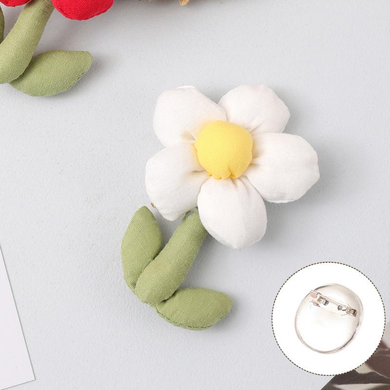 

Хлопковые объемные броши-цветы для женщин Растительные лацканные значки белый