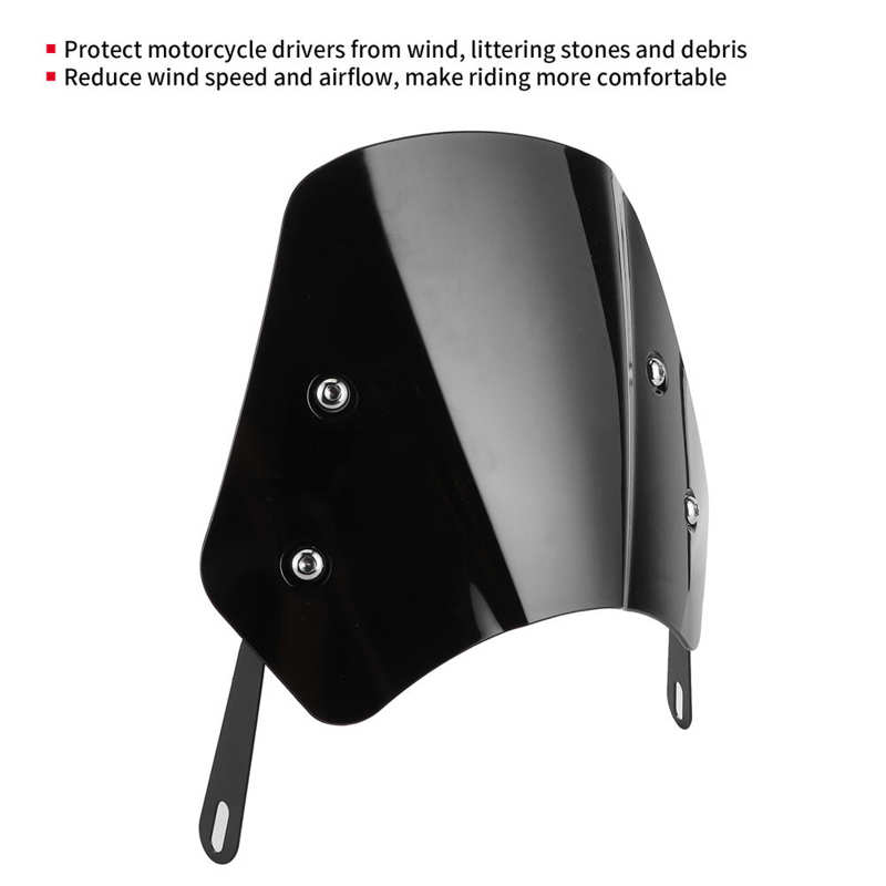 Universal Windshield Wind Deflector Screen Cover Guard With Mounting Bracket for 5-7in Retro Motorbike Motorcycle Accessories