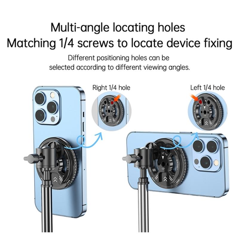 Universal Magnetic Phone Adapter With Cold Shoe Mount 1/4Inch Thread For Camera Tripod Bracket Aluminum Alloy Phone Holder