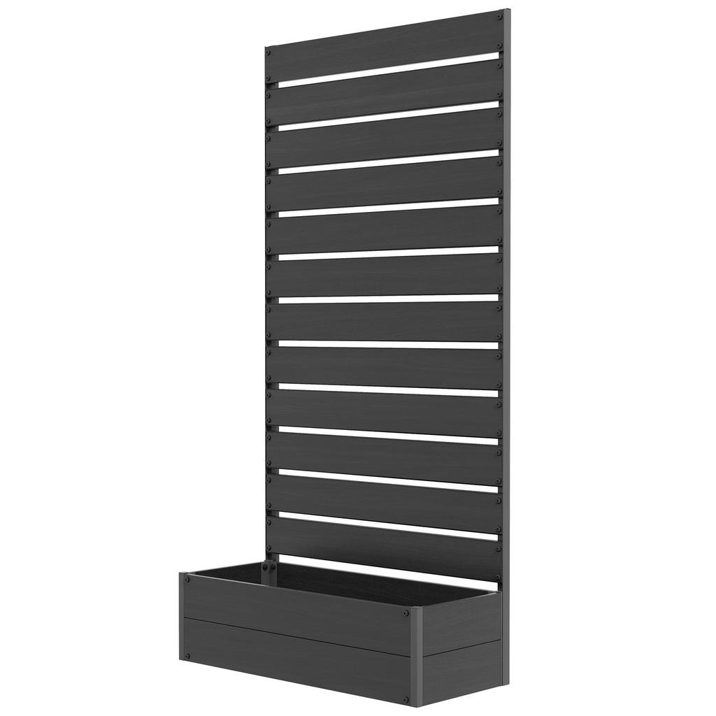 Raised Bed For Garden Planter With Trellis For Climbing Plants Vines Planter Box With Drainage Gap Black