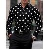Men's Polka Dot Shirt Casual, Breathable, Comfortable, Fashionable and Trendy Men's Long Sleeved Shirt, Lapel Shirt
