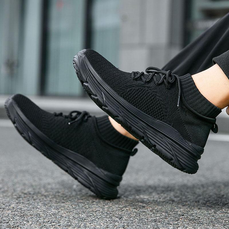 Summer Men'S High Top Socks Sneakers Shoes New Mesh Fashion Running Lightweight Thick Soled Lace Up Casual Men'S Sports Shoes