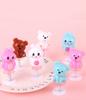 6Pcs kids Cute Mini Bounce Bear Rabbit Toys Novelty Tricky Prank Jumping Doll Finger Whimsy Game Children Creative Small Gifts
