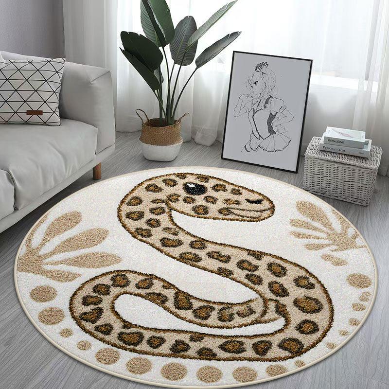 Cute Animal Pattern Rotundity Carpet Living Room Tea Table Foldable Rug Bed End Anti-slip Large Area Easy Cleaning Mat Office
