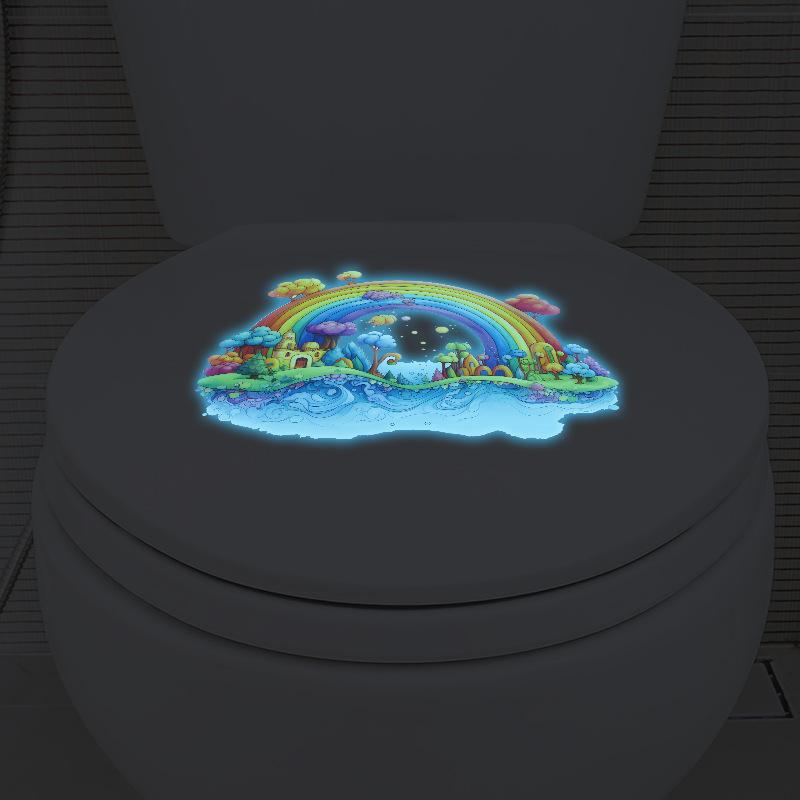 Cartoon Dream Rainbow Castle Children's Bathroom Toilet Home Decoration Wall Sticker Luminous Sticker Self-adhesive
