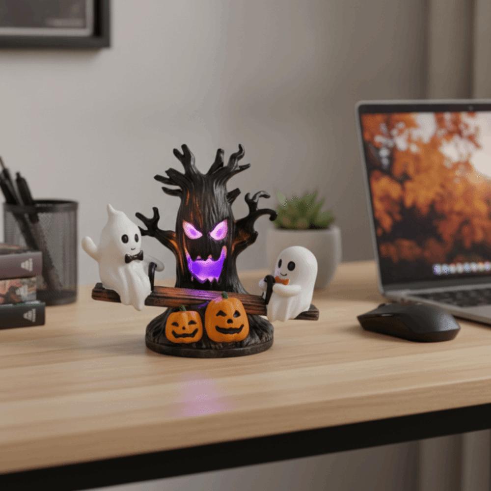Resin Animated Seesaw Ghosts Night Light Cartoon Halloween Ambient Light Entryway