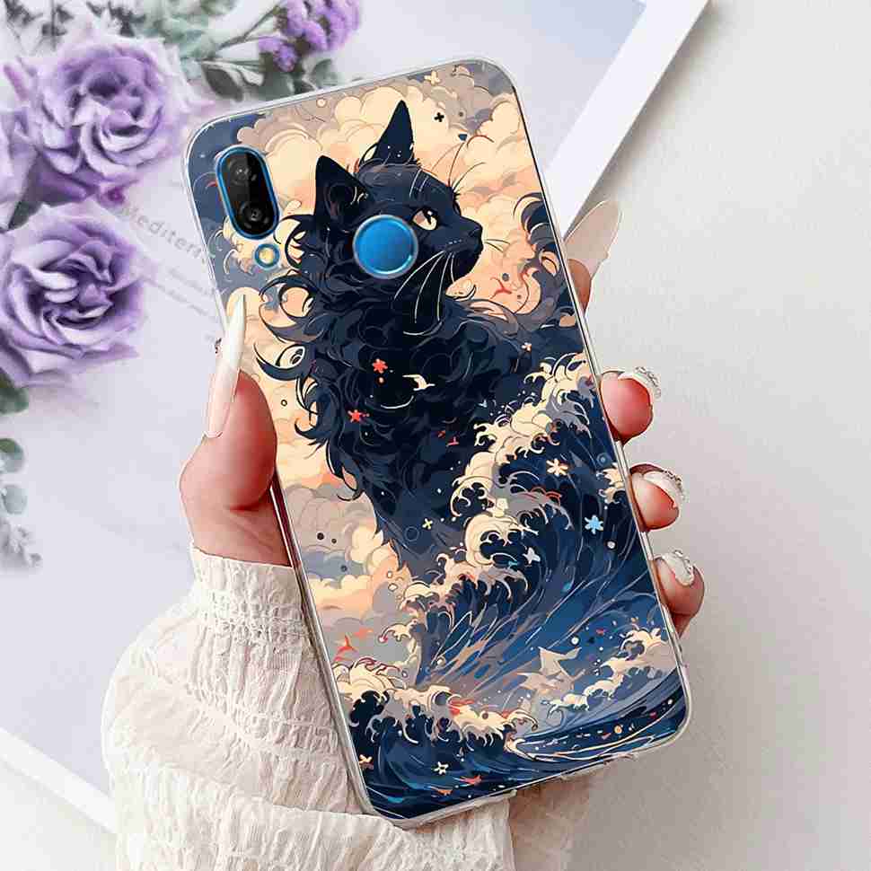 Protective Cases For Huawei P20 Lite ANE-TL00 Case New Cartoon Cat Print Silicone TPU Cover For Huawei P20 Lite ANE-LX1 Shell