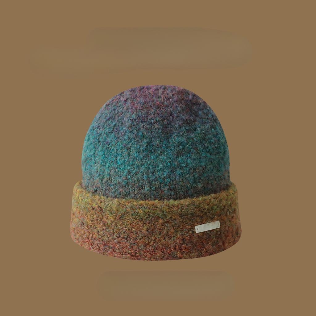 Autumn and Winter Atmosphere Gradually Change Knitted Hat Soft Waxy Warm Pullover Hat Stack Hat Men's and Women's Fashion Versatile Wool Hat