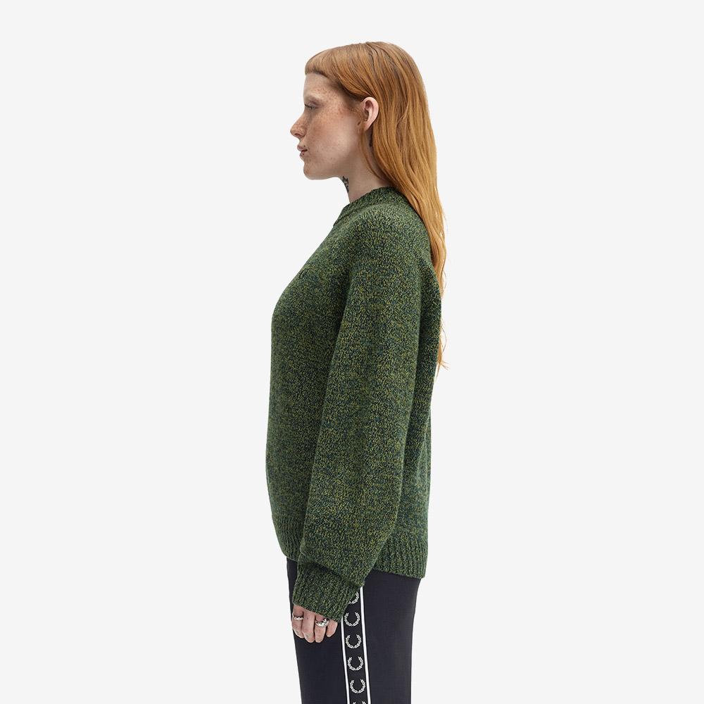 FRED PERRY [Womens] Twisted Horse Mock Neck Knit - Tennis Ball Yellow/Dark Petrol/Black Afpf2531133-72A