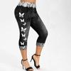 Pantaloni casual de damă de mărime mare, la modă de primăvară/vară, cu imprimare fluture elastică
