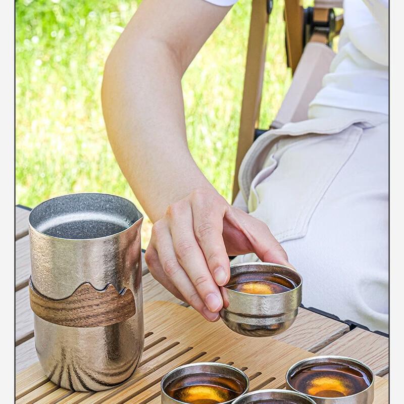 HJS090 Outdoor Pure Titanium Travel Tea Set