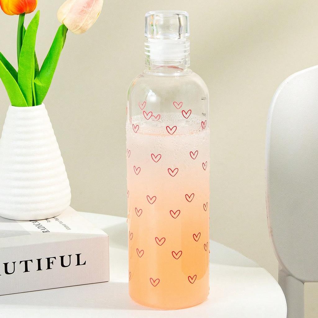 PC Plastic Water Bottle with Time Markers 16.91oz Leakproof Drop-Resistant BPA-Free Sport Bottle for Gym Travel Outdoor Activiti