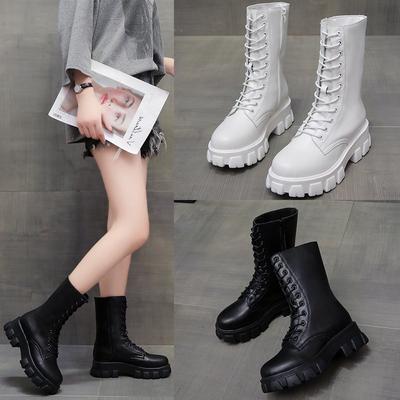 Women Autumn Fashion Lace-up Ladies Chelsea Zipper Botas Mujer Boots Sports Platform Heel Ladies Shoes