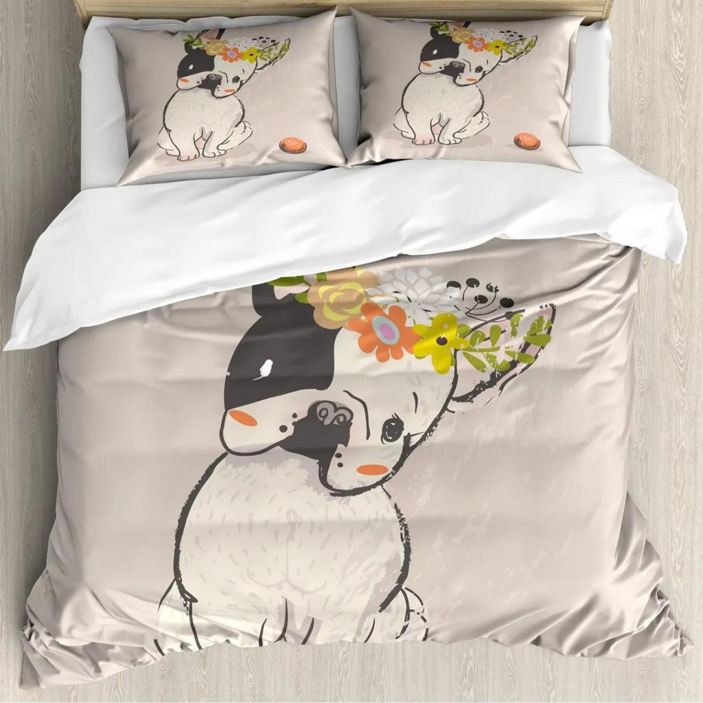 Cartoon Puppy Down Comforter Set Bedding Set 3-piece Duvet Cover Set