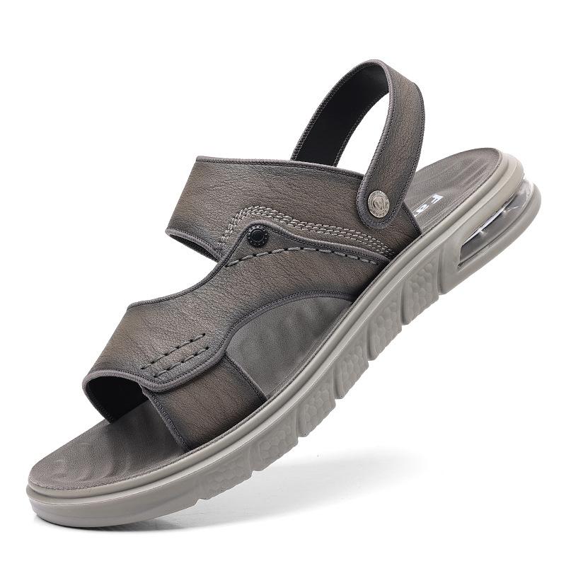 Fashion Designer New Male Leather Slippers Outdoor Wear-resistant Non-slip Waterproof Genuine Leather Casual Men's Sandals