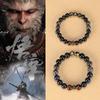Black Myth Wukong Couple Bracelet Original Design Obsidian Flame Stone Gold Foil Glazed Bracelet Red Tiger Eye Jewelry