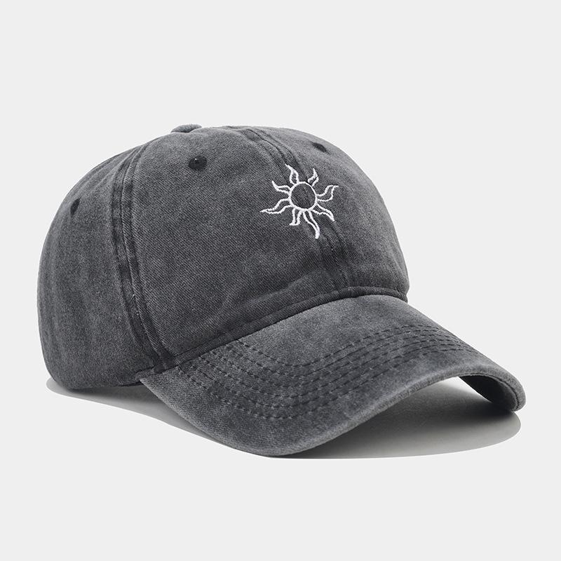 Neue gewaschene Retro-Mode Sonnenstickerei Baseballkappe Damen Outdoor vielseitiger Sonnenhut Herren Freizeitkappe