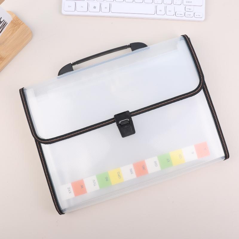 Large Plastic Data Document Bag Pocket Storage Capacity Waterproof File Transparent Folder Press Button Office Supplies