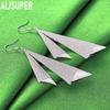 925 Sterling Silver Simple Frosted Geometric Triangle Pendant Earrings - Fashion Banquet Jewelry