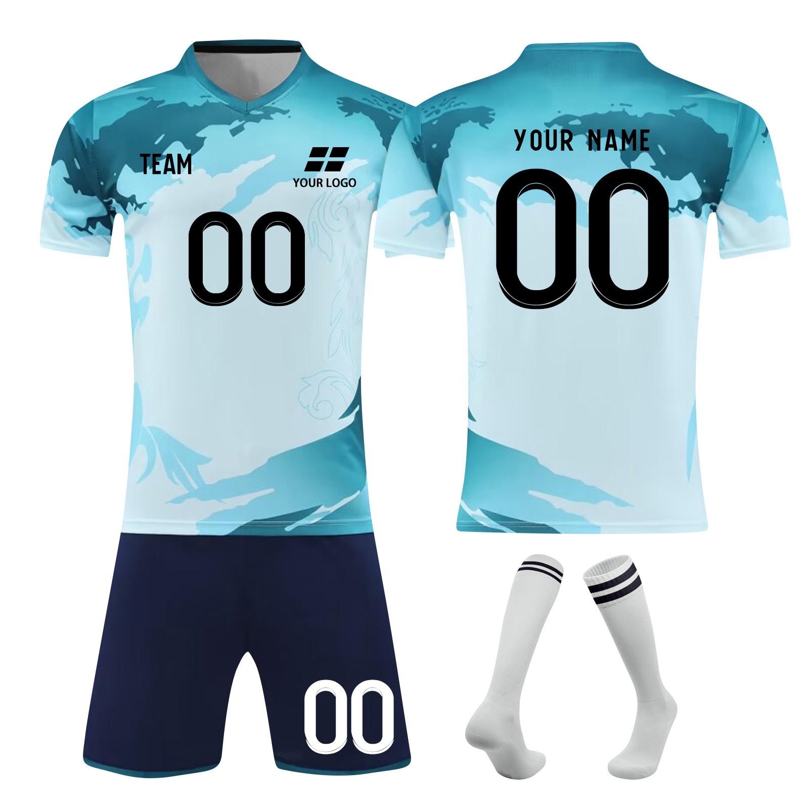 

Футбольные майки, футбольная форма, шорты, комплект носков, шорты, носки, размеры одежды для взрослых и детей XS небесно-голубой