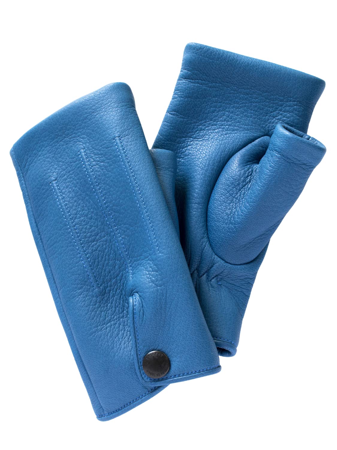 

TAVARAT Беспалые мужские перчатки из натуральной кожи, совместимые со смартфоном, сделано в Японии, (синий) синий