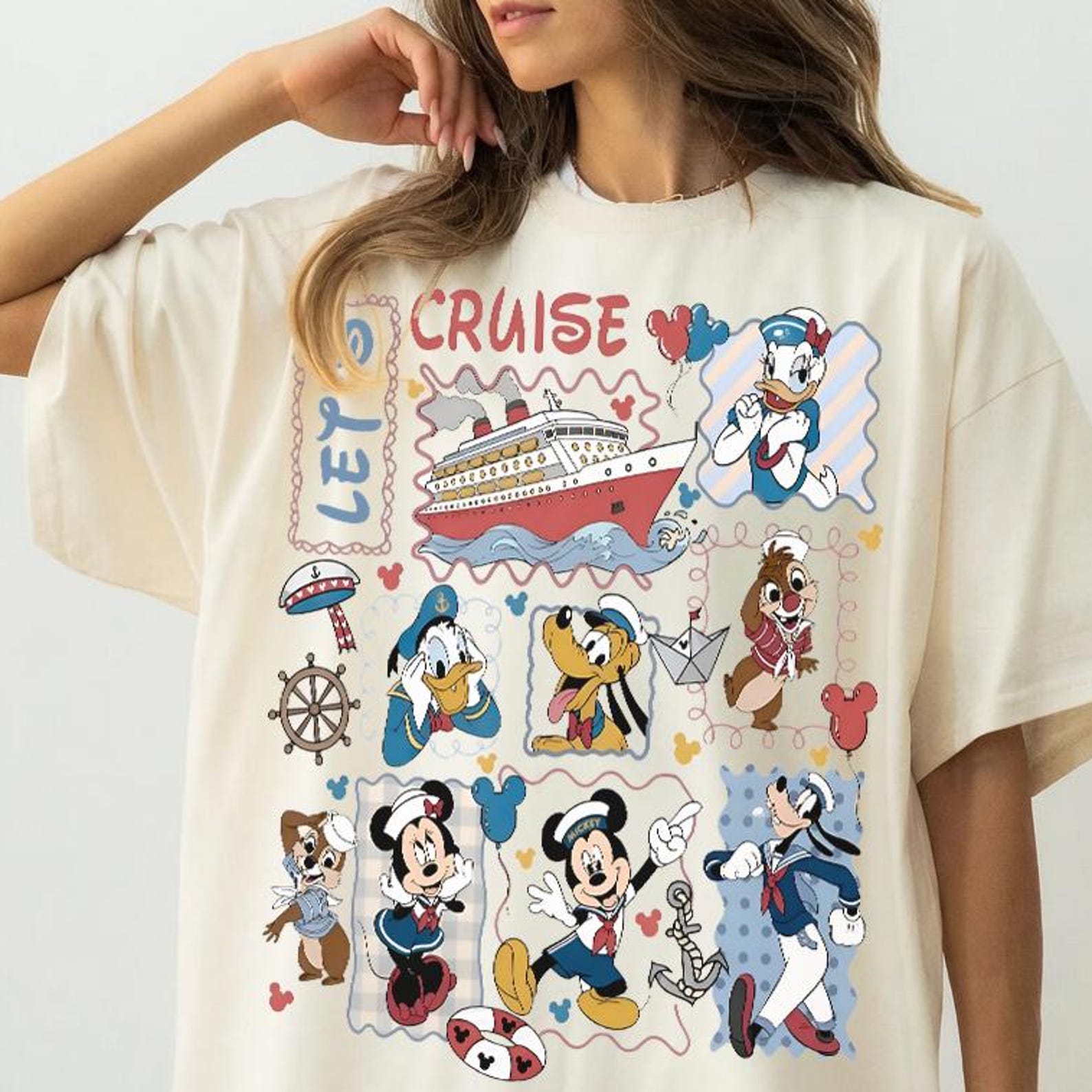Mickey & Friends Let s Cruise Shirt - Retro Disneyland Gift,Disney Cruise Trip Tshirt,Disney Kids Shirt,Disney Cruise Trip Tee XL