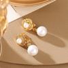 Luxurious Flower Pearl Zirconia Stud Earrings in Gold-Plated Copper – Elegant, Versatile Jewelry