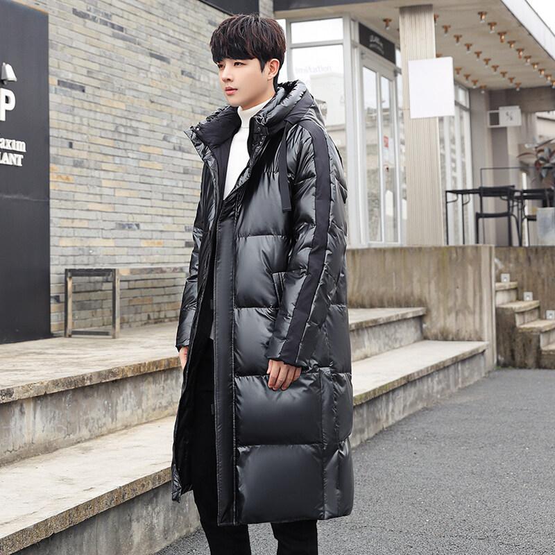 Down Jacket Men's Medium and Long Winter New Glossy Thickened Warm Men's Winter Coat