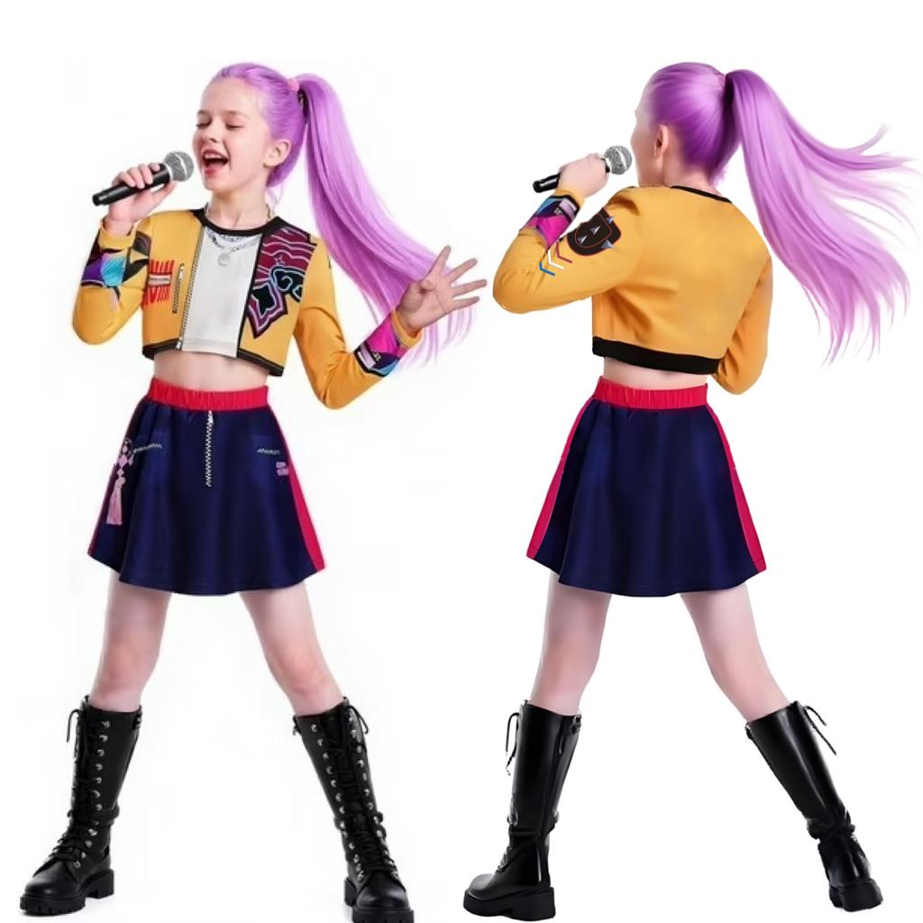 

Дитячий Kpop Косплей Мисливець на демонів Румі Зої Міра Костюм Хантрікс для Дівчат Одяг Ідол Група Рольова Гра Хелловін Карнавальний Костюм 160cm