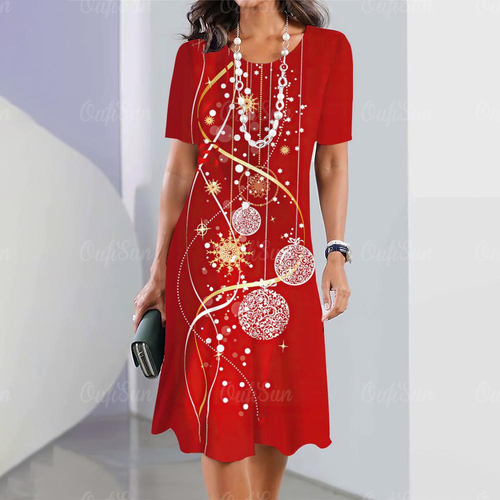 New Women's Dress Retro Dress Starlight Print Casual Short Sleeve Fashion Women's Plus Size 2K Clothing