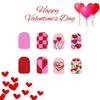 24 Pcs Short Square Press On Nail Valentines Day False Nail Glossy Artificial Nail Heart Full Cover Stick on Nail