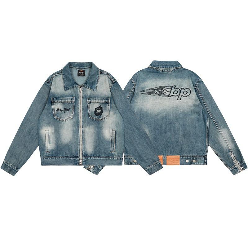 Broken Planet Embroidered Letter Denim Jacket Men Women Loose Fit Casual Streetwear