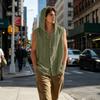 Mens Sleeveless Linen Hooded Shirt Button Down Breathable Relaxed Fit Casual Vest Top Lightweight Summer Apparel