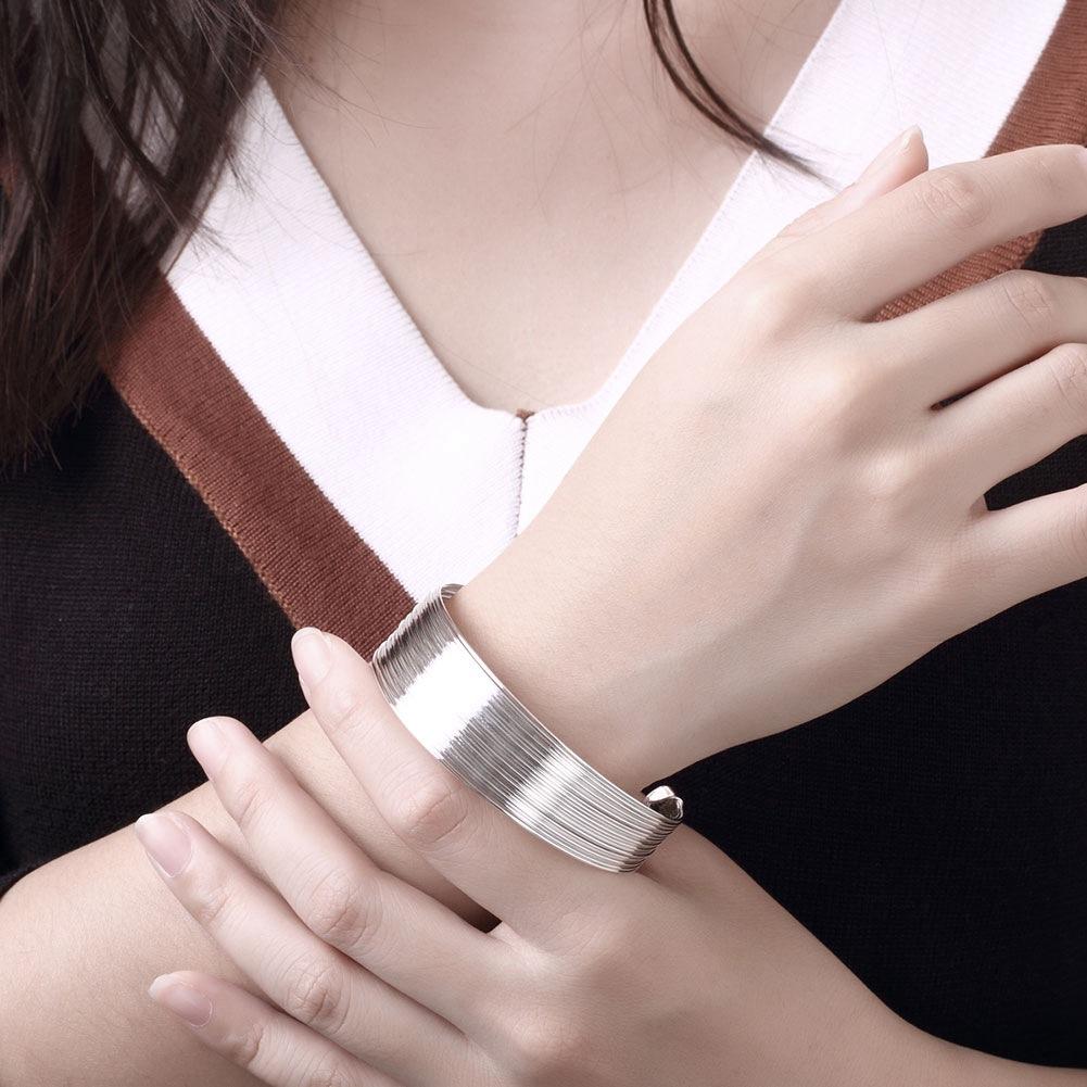 Copper Plating Open Bangle Adjustable Size Cuff Bracelet Made Of Many Coppery Color Threads Artistic Design For Women'S Jewelry