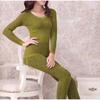 Sexy Women Underwear Thermal Sets High Neck Long Sleeve Top and Elastic Waist Bottom Comfortable Suit