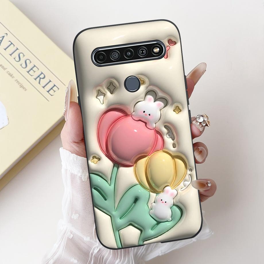 For LG K41s K51s K52 Q52 K61 Q61 K62 K22 2020 Phone Case Back Cover Soft Matte Silicone Slim Fundas Lovely Panda Rabbit Flower