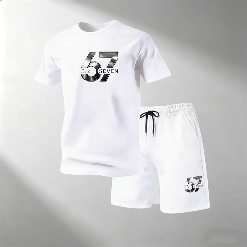 Hot Sale Men's 2 Piece T-Shirts Sets O-Neck Short Sleeve + Sports Shorts Breathable Quick Dry Casual Gym Home Outdoor Summer
