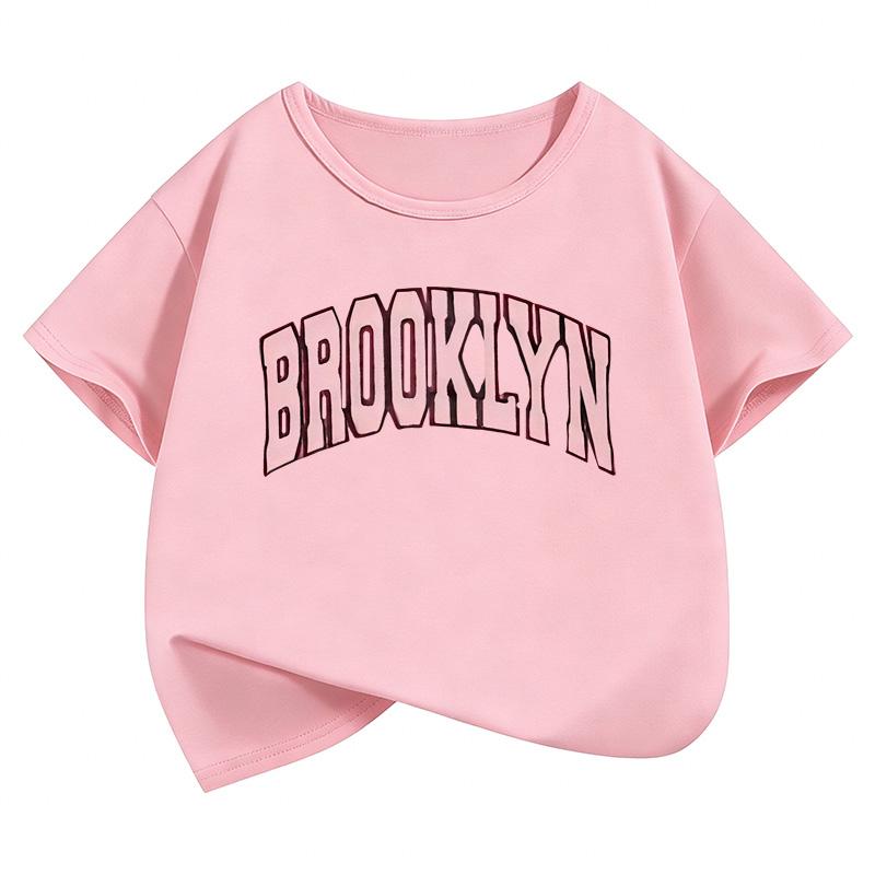 Printed Fashion T Shirts Short Sleeve Kids Children s T-shirt Boys Girls Summer Spring Casual Top Tee Shirt 150 розовый