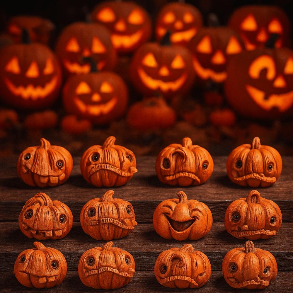 16Pcs Creative Miniature Halloween Decor Gothic Style Resin Resin Pumpkin Statue Unique Orange Mini Pumpkin Figurine