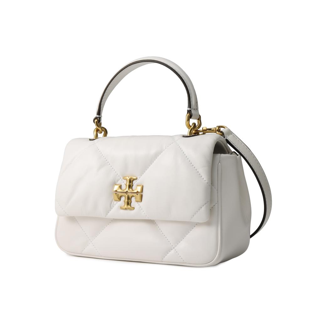 Tory Burch Kira Logo Flap Closure Napa Leather Tote Shoulder Crossbody Bag Small Women Bags White 154719-100