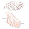 Nordic Magazine Newspaper Organizer Metal Stackable Storage Basket Frame Rack Office Desktop Rose Gold A4 Paper Finishing Basket