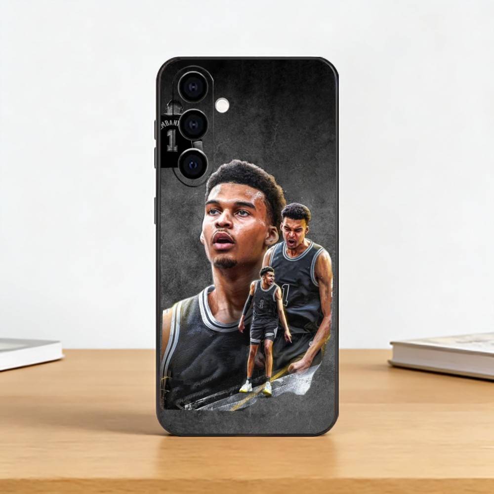 Custodia per Telefono Sportiva da Basket Victor Wembanyama Per Samsung Galaxy A73,A72,A71,A70,A53,A52,A51,Cover Nera in Morbido Silicone